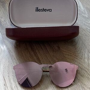 Illesteva Leonard Pink Mirrored Sunglasses frameless